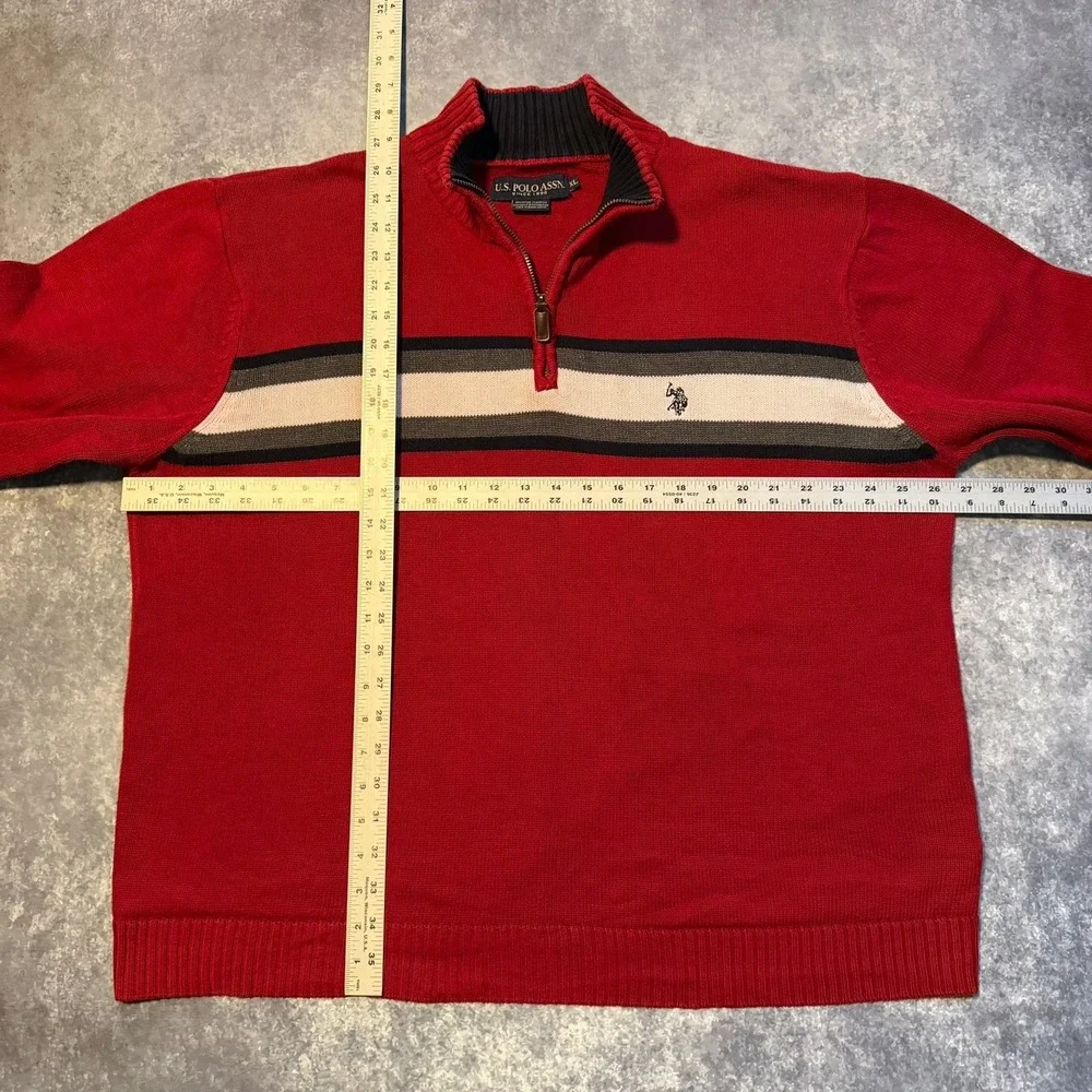 Vintage US Polo Assn‎ Mens Red 1/4 Zip Sweater Pullover Long Sleeve Size XL